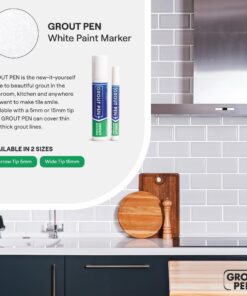 Grout Pen White Tile Paint Marker: Waterproof Grout Paint, Tile Grout Colorant and Sealer Pen - White, Narrow 5mm Tip (7mL) Narrow Tip 33 71oh576RMDL