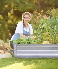 Galvanized Raised Garden Beds for Vegetables Metal Planter Boxes Outdoor Flower Bed Kit Steel Patio 4x3x1FT 4' x 3' x 1' Galvanized 13 71ohJb2zCIL