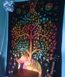 Marubhumi Psychedelic Mandala Hippy Tie Dye Tree of Life Room Decorations Tapestry Wall Hanging Tapestries (Multi Black, Twin Size, 85 x 55 Inch) Multi Black 23 71ohKbM9kOL
