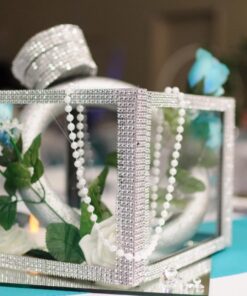 EBOOT 4 Row 10 Yard Acrylic Rhinestone Diamond Ribbon for Wedding Cakes, Birthday Decorations, Baby Shower Events and Arts and Crafts Projects (Silver) Silver 31 71ohhQAXLrL