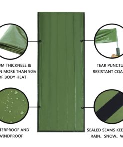 Alternative view of Delmera Emergency Sleeping Bag, Lightweight Survival Sleeping Bags Waterproof Thermal Emergency Blanket, Bivy Sack Survival Gear for Outdoor Adventure, Camping, Hiking, Orange, Green Green- 2 Packs