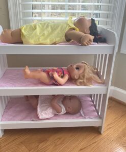Badger Basket Toy Doll Triple Doll Bunk Bed with Ladder, Bedding, and Personalization Kit for 20 inch Dolls - Pink Gingham 36 71oiQGnP0sL