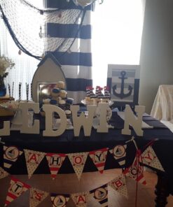 Ahoy It's A Boy Nautical Baby Shower Banner Pennant 23 71ojJTW4UML