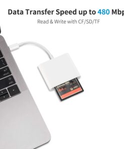 USB C SD Card Reader for Mac/iPhone 15/iPad, 3-Slot USB C to CF/SD/TF Card Reader Supports Compact Flash/Micro SD Card Compatible with MacBook Pro/Air iMac M1 M2 Android Galaxy S21 S22 S23(White) White(3 in 1) 12 71ojfJTvcTS