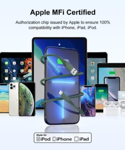 4 Pack 3ft iPhone Charger Apple MFi Certified, Apple Lightning to USB Cable 3 Feet, High Fast/Data Sync Apple Charging Cable Cord 3 Foot for iPhone 13/12Mini/11 Pro/11 Pro Max/XS/XR/8/7/6s/6/5S,iPad 4PACK-Texture-Dark Green 13 71okKZebqzL