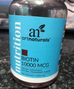 Artnaturals Biotin Gummies for Hair Growth - (100 Gummies - 10000mcg) - Natural Strawberry Vitamins Supports Nails and Skin - Gelatin, Gluten, Nut and Egg Free 23 71okcDGBY0L