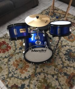Mendini By Cecilio Drum Set – 3-Piece Kids Drum Set (16"), Includes Bass Drum, Tom, Snare, Drum Throne - Musical Instruments for Age 6-12, Metallic Blue Drum Kit Blue Metallic 16-inch 32 71ol6NmklZL