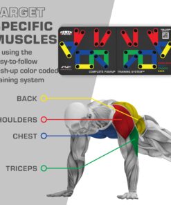 POWER PRESS Push Up Board – Home Workout Equipment, Push Up Bar with 30+ Color Coded Combo Positions for Exercise – Portable Gym Accessories for men and Women, Strength Training Equipment, Original Single Pack 21 71olk9JMw L