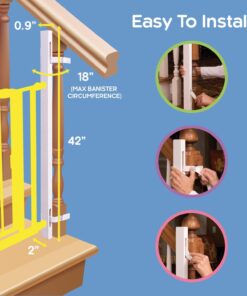 Alternative view of EZ-Fit: Baby Gate Walk Thru Adapter Kit for Stairs + Child and Pet Safety - Protect Banisters + Walls (Single Pack, 42 Inch) Single Pack 42 Inch (Pack of 1)