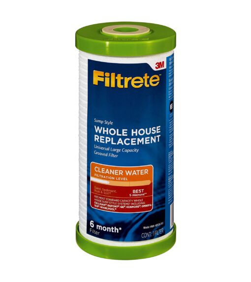 Filtrete Large Capacity Whole House Grooved Replacement Water Filter 4WH-HDGR-F01, 1-Pack, for use with 3WH-HD-S01 System