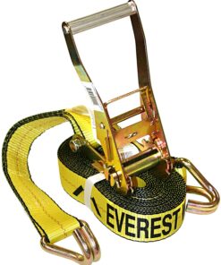Everest Premium Ratchet Tie Down – 1 PK – 2 IN – 27 FT – 3333 LBS Working Load – 10000 LBS Break Strength – Double J Hook – Cargo Straps Perfect for Moving Appliances, Lawn Equipment and Motorcycles