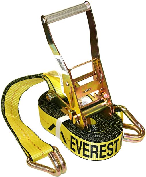 Everest Premium Ratchet Tie Down – 1 PK – 2 IN – 27 FT – 3333 LBS Working Load – 10000 LBS Break Strength – Double J Hook – Cargo Straps Perfect for Moving Appliances, Lawn Equipment and Motorcycles