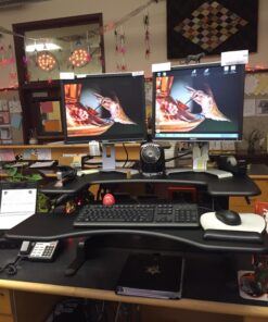 Vari - VariDesk Pro Plus 36 - Desktop Standing Desk Converter - Adjustable Desk Riser with 11 Height Settings - Sit Stand Desk Dual Monitor Standing Desk Riser with Spring Loaded Lift (Black) Black 47 71ompuLWoRL