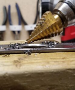 NEIKO 10194A Titanium Step Drill Bit, High-Speed Alloy-Steel Bit, Hole Expander for Wood and Metal, 10 Step Sizes from 1/4 Inch to 1 3/8 Inches 1/4 to 1-3/8" Tri-Flat Shank Straight 32 71omxsiudL