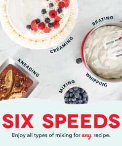 DASH Stand Mixer (Electric Mixer for Everyday Use): 6 Speed Stand Mixer with 3 qt Stainless Steel Mixing Bowl, Dough Hooks & Mixer Beaters for Dressings, Frosting, Meringues & More - Red, DCSM250RD 24 71on1jKnS6L