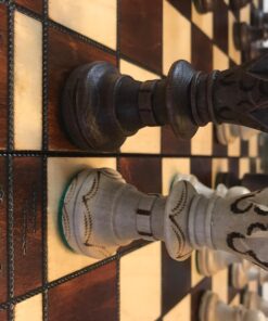 Wegiel Handmade European Ambassador Chess Set - Wooden 21 Inch Beech & Birch Board with Felt Base - Carved Hornbeam & Sycamore Wood Chess Pieces Ambassador - Brown 104 71on72JUOnL