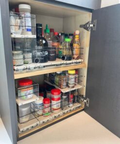 Vertical Spice - Cabinet Mounted Spice Rack Organizer - 3 Drawers, 30 Capacity - Sliding Cabinet Organizer - Pullout Shelves for Pantry Organization - Seasoning Storage - 6.9'' W x 10.75'' H x 10.6" D 6.9" W x 10.75" H x 10.6" D (222x2x11 DC) 45 71onrKGivL