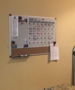 MasterVision Magnetic Dry Erase Monthly Calendar Planner Push Pin Corkboard Combo with Marker Tray, 24" x 36", Gray Plastic Frame, White, MB0707186P 24" x 36" 38 71opAqfKB5L