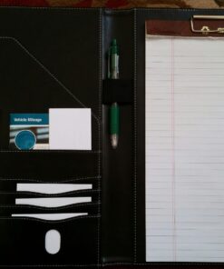 Skycase Padfolio Portfolio Case,Leather Portfolio Folder,Resume/Conference/Legal Document Executive Organizer with Letter/A4 Size Clipboard,Business Card Holder,Padfolio Portfolio for Women/Men,Black Black 38 71opAsciL