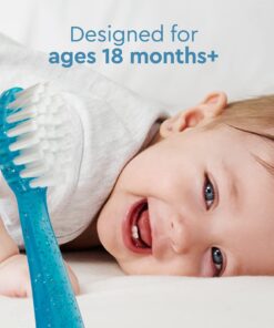 RADIUS Totz Toothbrush Extra Soft Brush BPA Free & ADA Accepted Designed for Delicate Teeth & Gums for Children 18 Months & Up - Blue Coral Yellow - Pack of 3 3 Count (Pack of 1) Blue/Coral/Yellow 18 71oq3DRwbCL