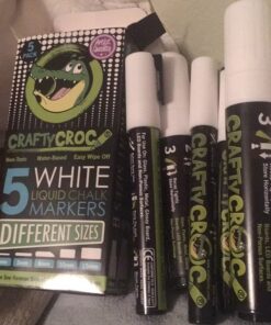 White Liquid Chalk Markers for Blackboard - Also Perfect Glass Window Markers for Cars, Shops or Home or Dry Erase Boards - Five Chalk Marker Pen Set, Fine & Jumbo Size Pens 1mm, 3mm, 6mm, 10mm, 15mm 5 Pack White Multi-size (1mm to 15mm) 23 71oqC JnML
