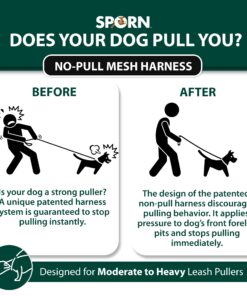 Sporn No Pull Dog Harness Large Size, Black Padded Durable Nylon Mesh Dog Harness, Breathable & Easy Dog Walking Harness for Puppy Training, Provides to All Large & Extra Large Breeds Large/XL 24 71osSPKjZnL