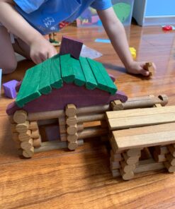 Joqutoys 90 Pcs Wood Building Blocks Toy for Toddlers, Classic Wooden Cabin Log Set Preschool Education Toy, Creative Construction Engineering Educational Toys for 3 4 5 6 Years Boys 25 71otnLAMVuL