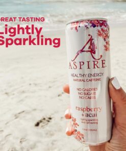 Aspire Healthy Energy Drink with Natural Caffeine - No Calories, Sugar and Carbs | Vitamins B, C, & Biotin | No Preservatives, Gluten Free | Suitable for Vegan, Kosher, Keto-Friendly |12 oz can, Raspberry Acai, 12 Fl Oz (Pack of 12) 12 Pack (12 Fl Oz) 21 71oului0zJL