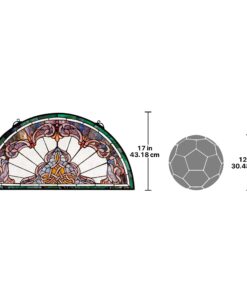 Design Toscano Lady Astor Demi-Lune Stained Glass Window Hanging Panel, 32 Inch, Amethyst Moon, 0.50" x 33.50" 15 71ovD2XBAL