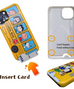 iPhone 13 Case Kubrick Peanuts Snoopy Cell Phone Case/Polycarbonate Slim Fit Card Wallet Case/PC Hard Protection iPhone 13 Case (Snoopy Black), 6.1inch 6 71ovI8GxeL