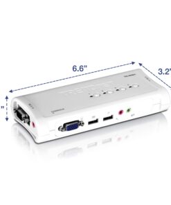 TRENDnet 4-Port USB KVM Switch and Cable Kit With Audio, Manage 4 Computers, USB Switch, Windows, Linux, Auto-Scan, Plug And Play, Hot Pluggable, 2048 x 1536 VGA Resolution, White, TK-409K 4 Port Audio w/ Cables 17 71ovVFlazEL