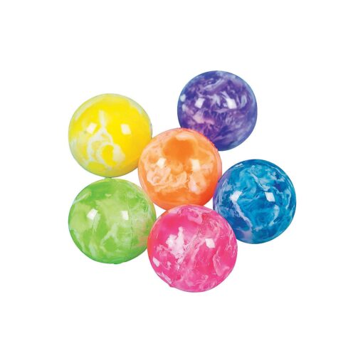 Fun Express Neon Marbleized Bouncy Balls - Bulk Set of 48 Small bouncey Balls - Toys, Party Favors, Handouts and Teacher Rewards