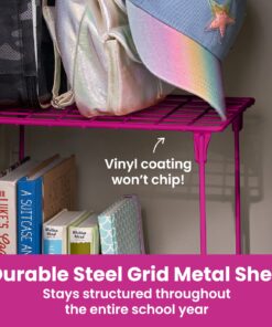 LockerMate 7-Piece Locker Organizer Kit, Includes Locker Shelf, Mirror, Whiteboard, Storage Cup & Dry Erase Marker, Pink 9 71oxDcwvcIL