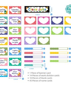 REGELETO Class Jobs Pocket Chart with 70 Colorful Dry Erase Cards and 3 Hooks,Class Management Educational Pocket Chart Teacher's Helper Size: 24.5”x21.8”inch Bulletin Board for Classroom (Black) 16-Pockets 23 71oxbcioZpL