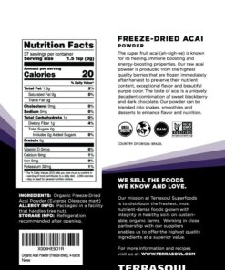 Terrasoul Superfoods Organic Acai Berry Powder, 4 Oz, Freeze-Dried for Freshness, Omega Fats Boost for Smoothie Bowls, and Antioxidant-Packed Superfoods Recipes 4 Ounce (Pack of 1) 20 71oxdaiwnIL