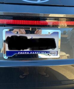 YoUoY Stainless Steel License Plate Frame- 2 Pack License Plate Holder, with Screws, Chrome Caps, Heavy Duty Rustproof Metal Front Rear Car Tag Cover Stainless Steel Frame- 4 Holes 19 71oyuprE JL