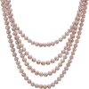HinsonGayle AAA Handpicked Naturally Pink Freshwater Cultured Pearl Rope Necklace 82 inch Strand 6.5-7.0mm