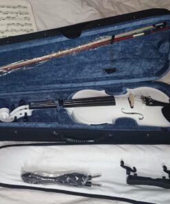 Cecilio 4/4 CVNAE-White Ebony Fitted Acoustic/Electric Violin in Pearl White(Full Size) 24 71p s1CWQPL