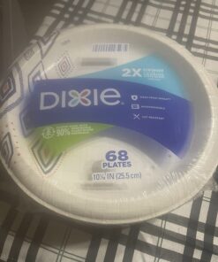 Dixie 10 Inch Paper Plates, Dinner Size Printed Disposable Plate, 204 Count (3 Packs of 68 Plates) White 37 71p0g8ZEq0L