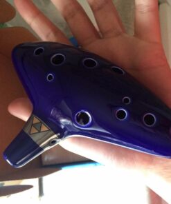 TOTMC Legend of Zelda Ocarina of Time Triforce Link 12 Hole Alto C Mediant Tone Ocarina Zelda Cosplay Ceramic Replica + Textbook Blue,Gold,Silver 57 71p1NCf5v8L