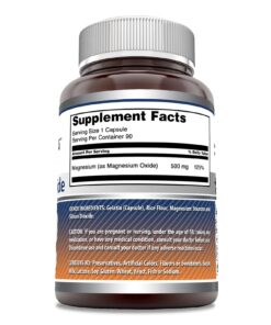 Amazing Formulas Magnesium Oxide 500mg 90 Capsules Supplement | Non-GMO | Gluten Free | Made in USA 90 Count 7 71p2AQAWILL