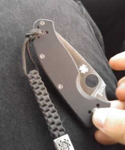 Spyderco - Black Lanyard with Silver Square Bead - Box-Weave Pattern - BEAD1LY 11 71p3mcvc1FL