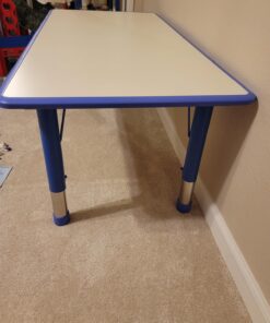 Flash Furniture Wren Adjustable Classroom Activity Table for School and Home, Rectangular Plastic Activity Table for Kids, 23.625" W x 47.25" L, Gray/Blue Blue Set of 1 32 71p3wsO5PL