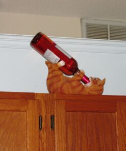 Decorative Tabby Kitty Cat Wine Bottle Holder Sculpture for Whimsical Tabletop Wine Racks and Stands or Animal Statues & Kitten Figurines As Birthday Gifts for Cat Lovers by Home-n-Gifts 14 71p4O7zgI7L
