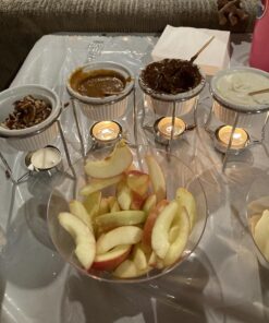 PrepWorks by Progressive 5-Ounce Ceramic Butter Warmer Home Fondue Set with Stands, Candles, and Cups, White 17 71p4blo3KL