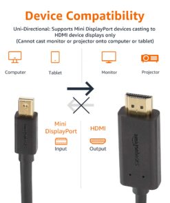 Amazon Basics Mini DisplayPort Male to HDMI Male Cable, 1080p, Gold-Plated Plugs, 6 Foot, Black for Personal Computer 6-Feet 1-Pack 22 71p4g sKecL