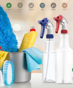 Bar5F Empty Plastic Spray Bottles 16 oz, BPA-Free Food Grade, Crystal Clear PETE1, Red/White M-Series Fully Adjustable Sprayer (Pack of 2) 8 71p6GKk9PoS