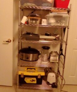 Seville Classics 5-Tier Steel Wire Shelving with Wheels, 30" W x 14" D, Chrome 5-Tier, 30" W x 14" D Silver 49 71p6mVMW3sL