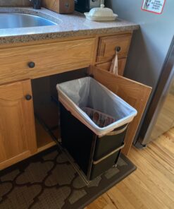 simplehuman 30 Liter / 8 Gallon Under Counter Kitchen Cabinet Pull-Out Trash Can, Heavy-Duty Steel Frame 44 71p74vyKCGL