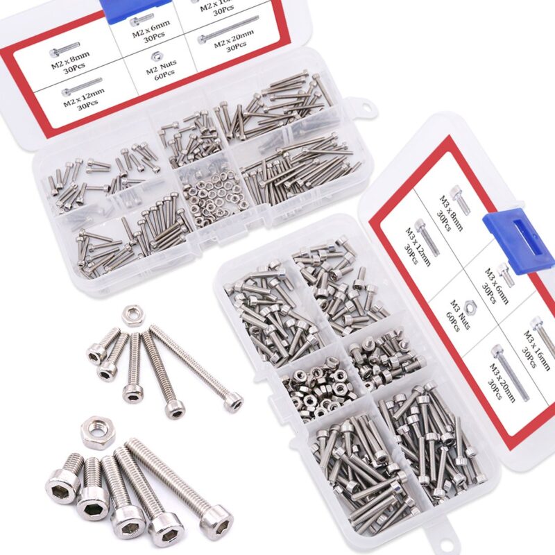 Catalog 5 Hilitchi 420pcs M2 M3 Stainless Steel Hex Socket Head Cap Screws Nuts Assortment Kit with Box (304 Stainless Steel)